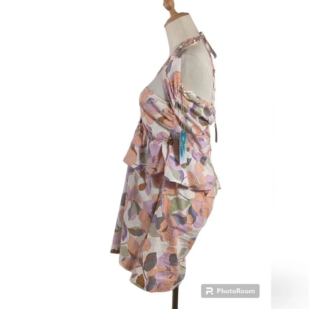 True Destinations Floral Peplum Romper NWT